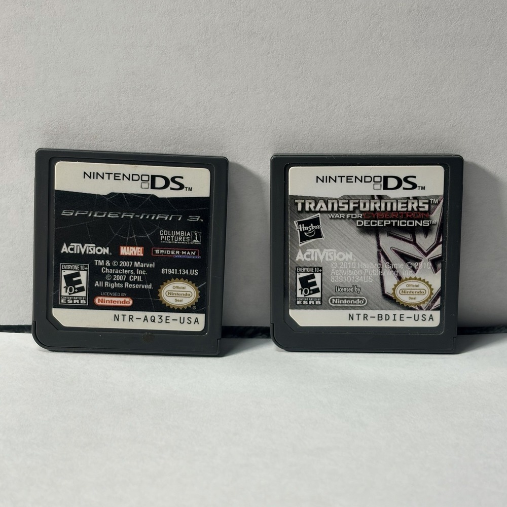 SpiderMan 3 And Transformers Decepticons Bundle- Nintendo DS Tested
